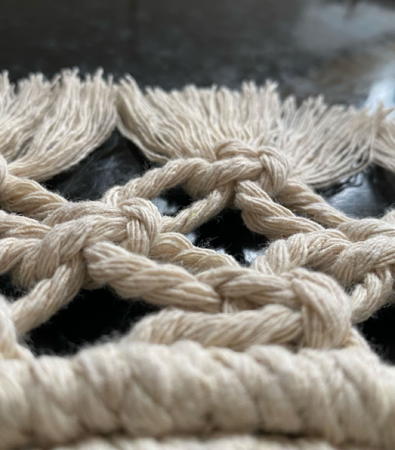 Macrame knot pattern up close
